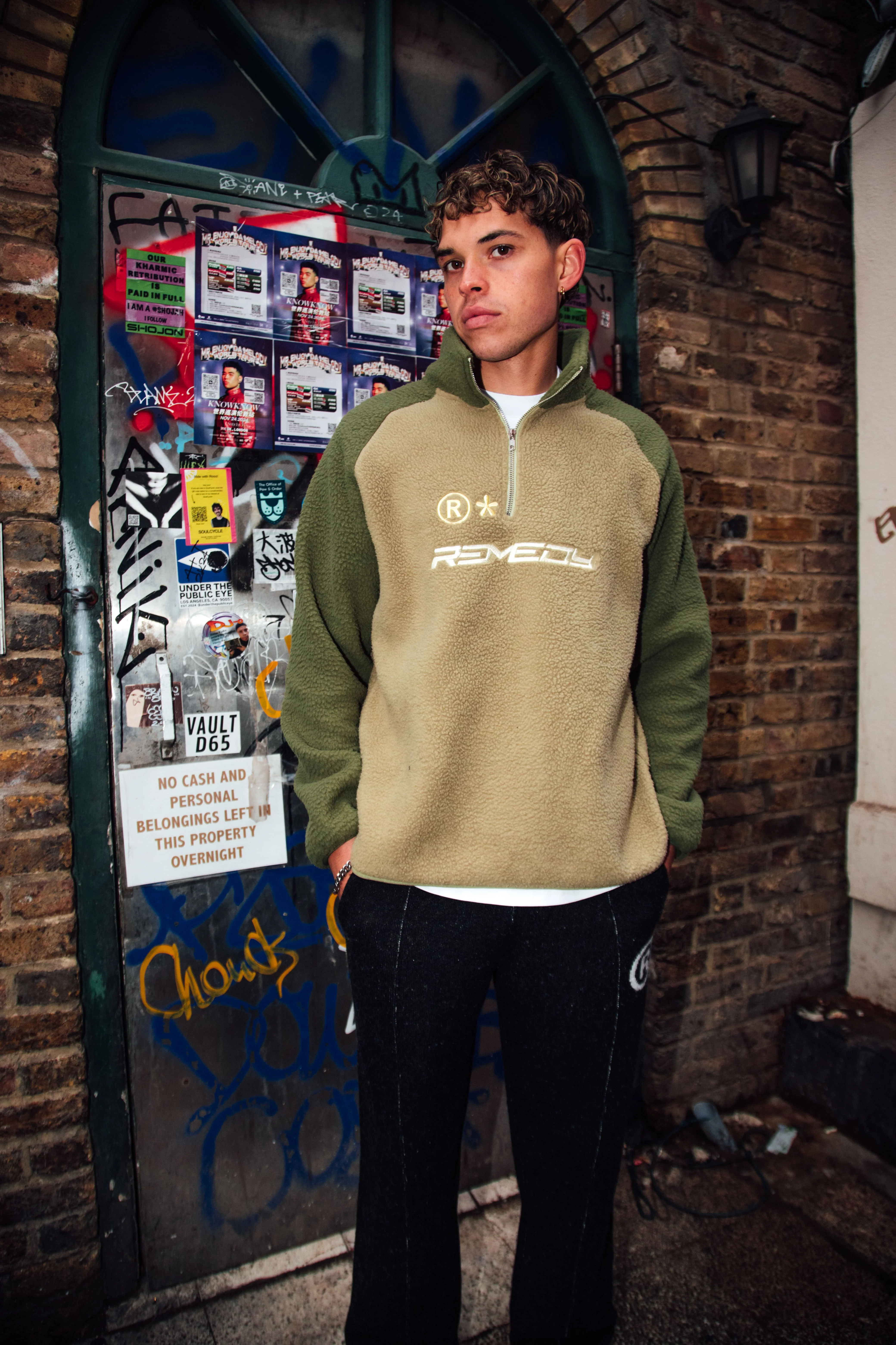 Khaki 2 Tone Sherpa 1/4 Zip